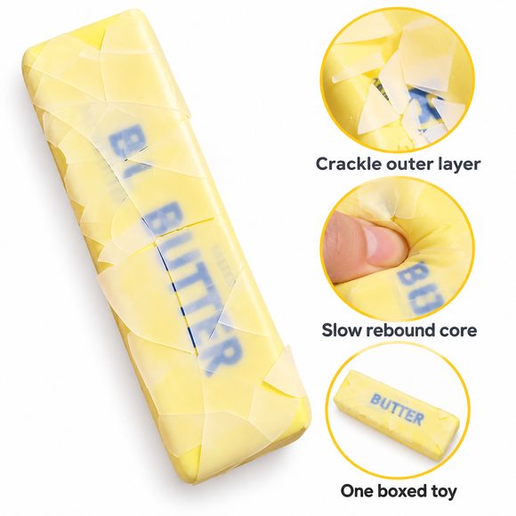 Butter Stick Squishy Toy – Crackle Coating & Slow Rise