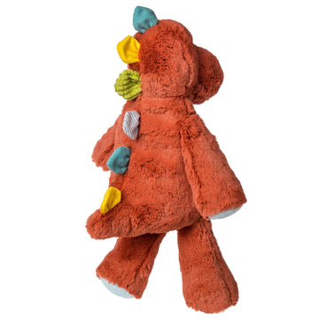Marshmallow Zoo - 13" Stegosaurus - Handmade Canadian plush Stegosaurus toy in rust orange with colorful textured spine, perfect unique gift.
