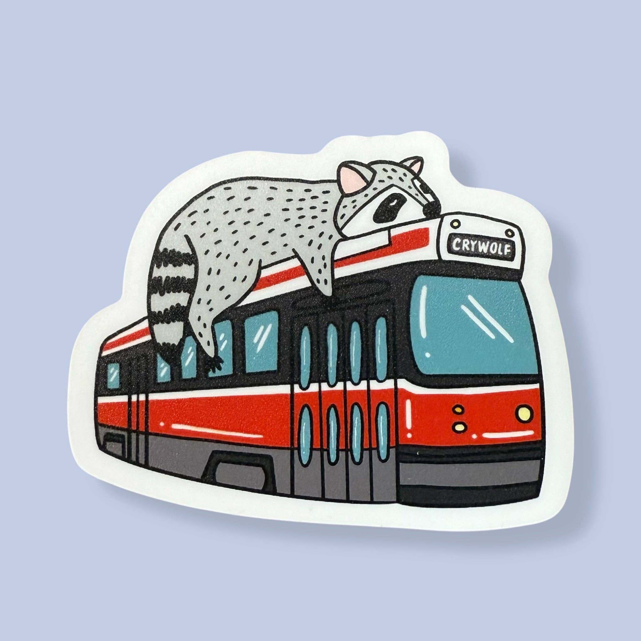 Streetcar Raccoon Sticker | Caribou Gifts Inc.