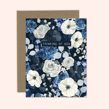 Navy Floral Thinking of You Card | Sympathy Card