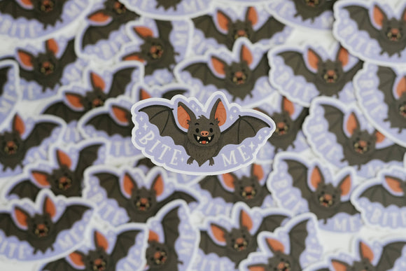 Bite Me Bat Vampire - Spooky Sassy Vinyl Sticker