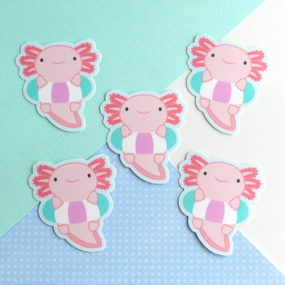 Axolotl in Floatie Vinyl Sticker