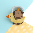 Capybara in Duck Floatie Embroidered Iron-On Patch-5