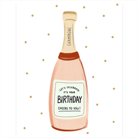Birthday Champagne Illustrated Card - 0
