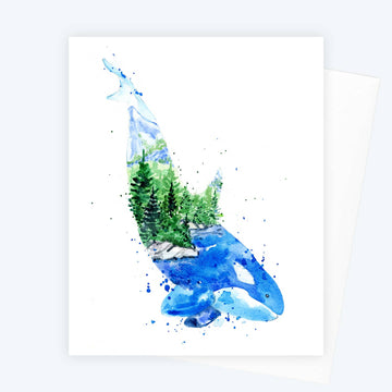 Kasatka - Orca Killer Whale Coastal Watercolor Art Card
