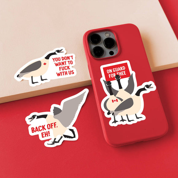On guard for thee Canadian geese vinyl sticker