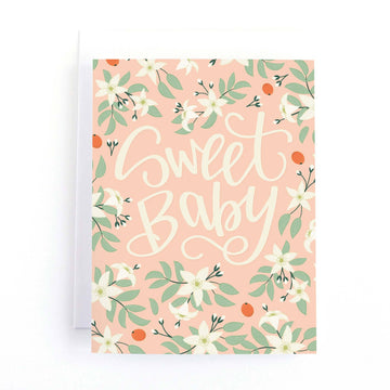 Sweet Baby Orange Blossom Baby Shower Card