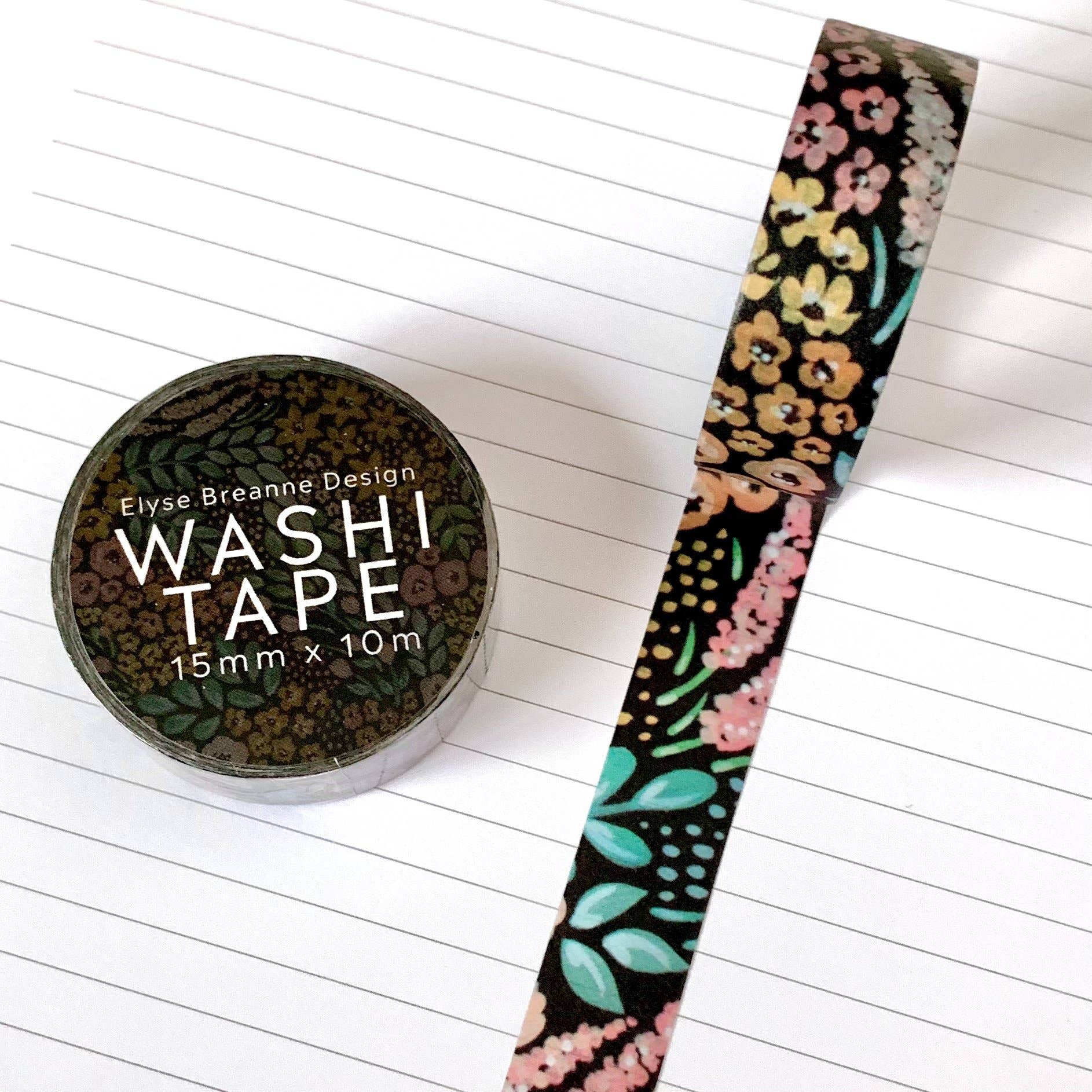 Black Floral Washi Tape - 0