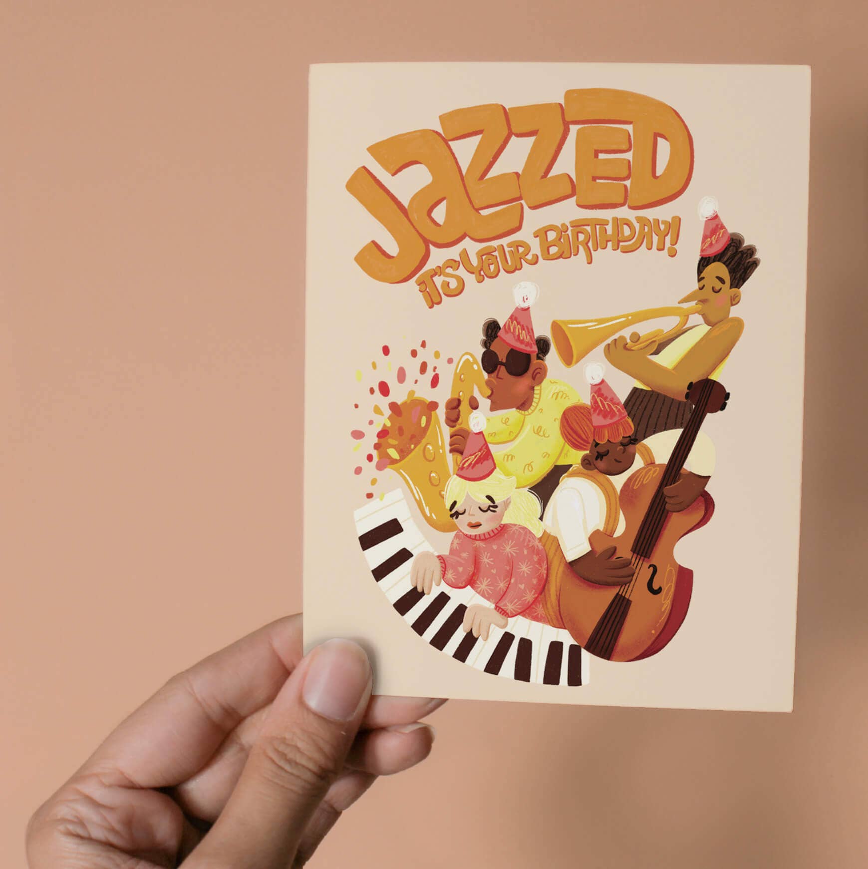 Jazzy Birthday - Illustrated Birthday Card - 0