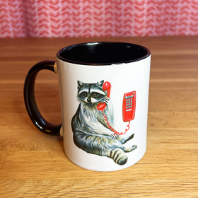 Raccoon on the Phone Mug - 0
