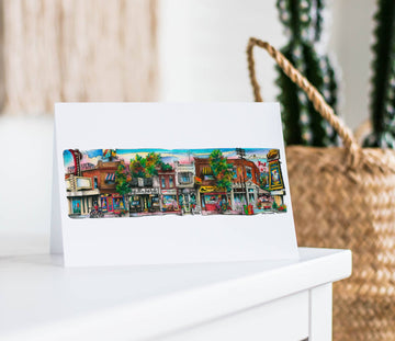 Mount Pleasant Neighborhood City Art Card - Handmade Canadian city art card featuring colorful Mount Pleasant neighborhood illustration, perfect unique gift.