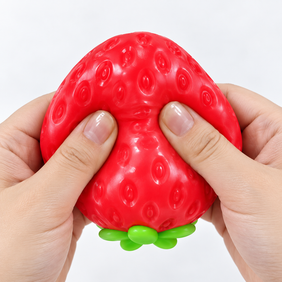 Strawberry Squishy Toy – Crunchy Block Texture