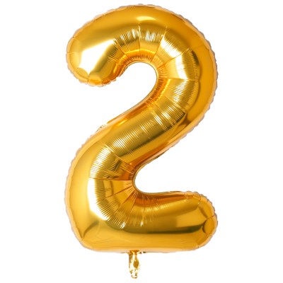 34" Number Helium Balloons (gold, silver and rainbow)