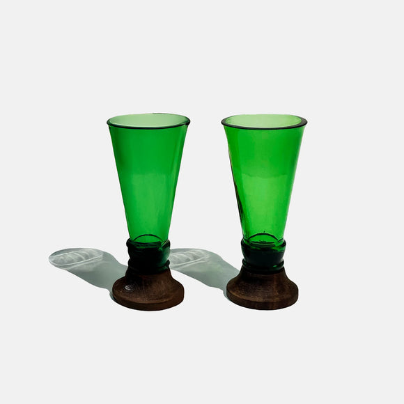 Green Glass shooters (set of 2)
