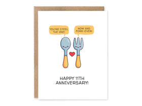 Funny 11th Anniversary Card Steel Anniversary Pun