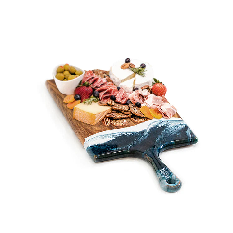 Lynn & Liana Large Cheeseboard (10 x 20") - Navy White and Metallic