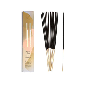 Incense Sticks - Sunset Glow - Handmade Canadian incense sticks in black and natural wood with Sunset Glow packaging, unique gift design.
