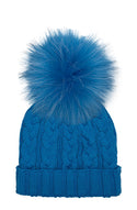 Cable Knit Hat with XL Racoon Pom (adult) - various colours
