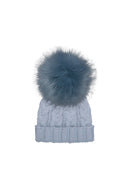 Infant Cable Knit Hat with Faux Fox Pom (various colours)