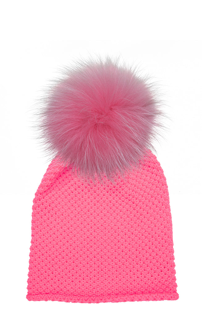 Waffle Hat with XL Racoon Pom (adult) - various colours