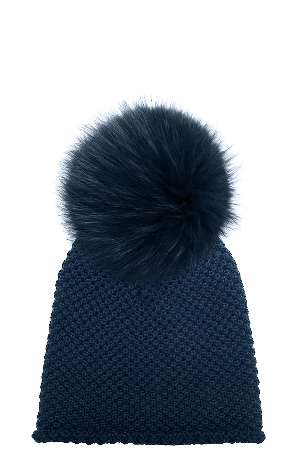Waffle Hat with XL Racoon Pom (adult) - various colours