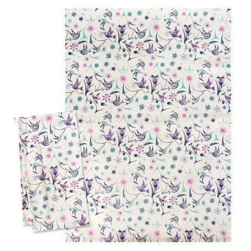 Printed Tea Towel - Hummingbirds - Handmade Canadian tea towel with unique hummingbird print, perfect gift for nature lovers.