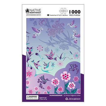 1000 Piece Jigsaw Puzzle - Hummingbirds - 1000-piece handmade Canadian jigsaw puzzle featuring unique hummingbirds and floral design, perfect gift.