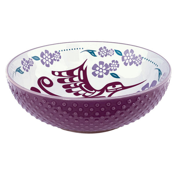 Porcelain Art Serving Bowl - Hummingbird (Purple)