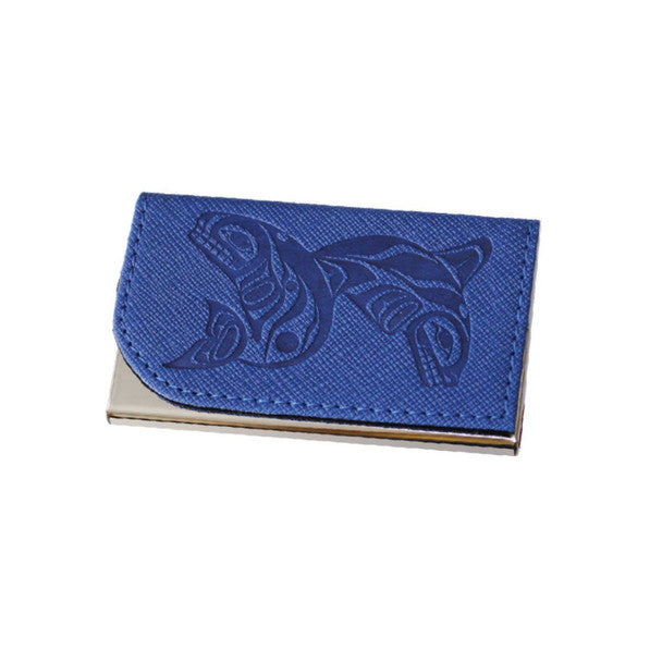 Card Holder - Whales - Blue