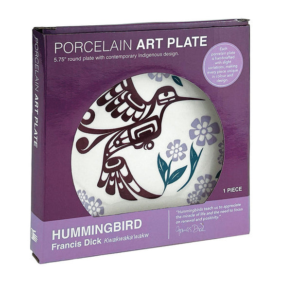 Porcelain Art Plate - Hummingbird (Purple)