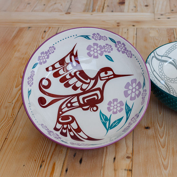 Porcelain Art Serving Bowl - Hummingbird (Purple)