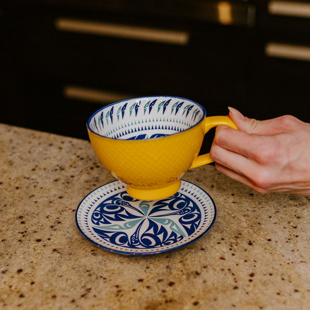 Porcelain Art Plate - Hummingbird (Yellow)