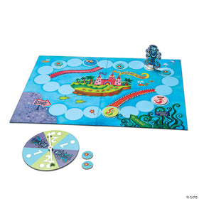 Mermaid Island Game - Colorful Mermaid Island board game with spinner and tokens, unique handmade Canadian gift.