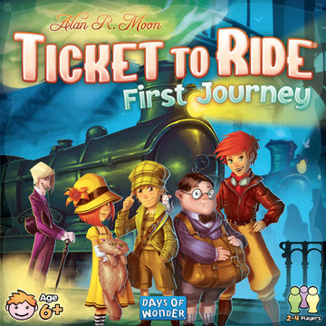 Ticket to Ride - First Journey - Ticket to Ride First Journey board game cover with colorful illustrated characters, unique handmade Canadian gift.