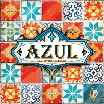 Azul Board Game - Colorful tile-patterned Azul board game cover with bold lettering, unique handmade Canadian gift.