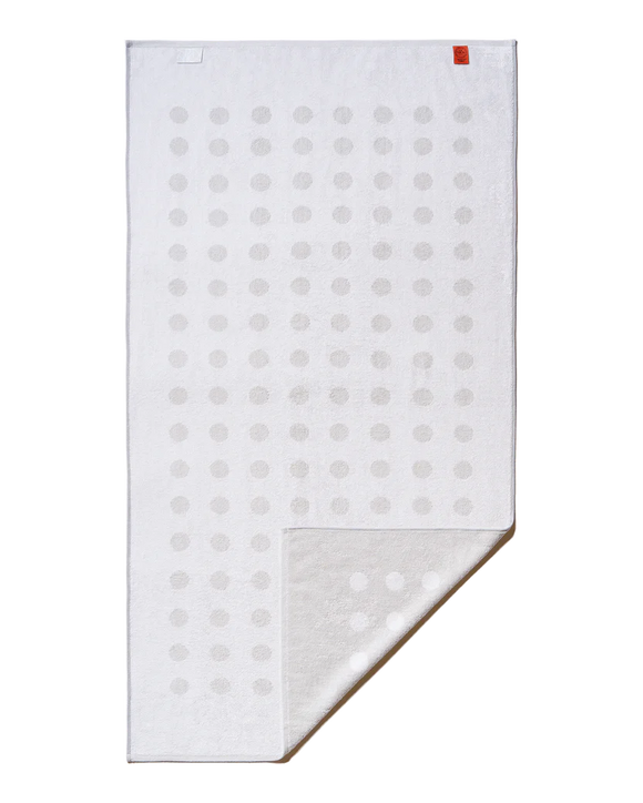 Polka Dot Bath Towel in Ceramic Clay, Workshop White