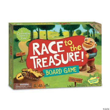 Race To The Treasure Game - Race to the Treasure board game box with colorful cartoon forest and pirate, unique Canadian handmade gift.