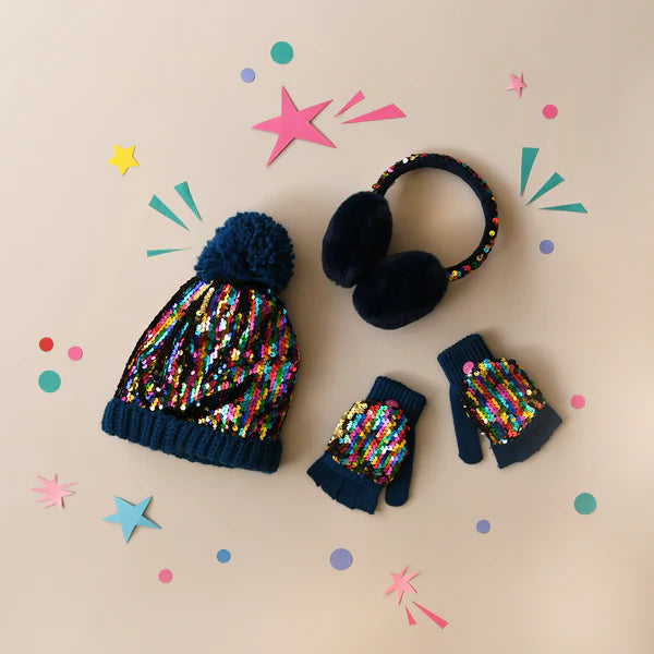 Rainbow Sequin Earmuffs