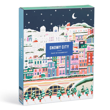 Snowy City 11x14 Paint by Number Kit - Snowy City 11x14 paint by number kit box with colorful Canadian cityscape, handmade gift design.