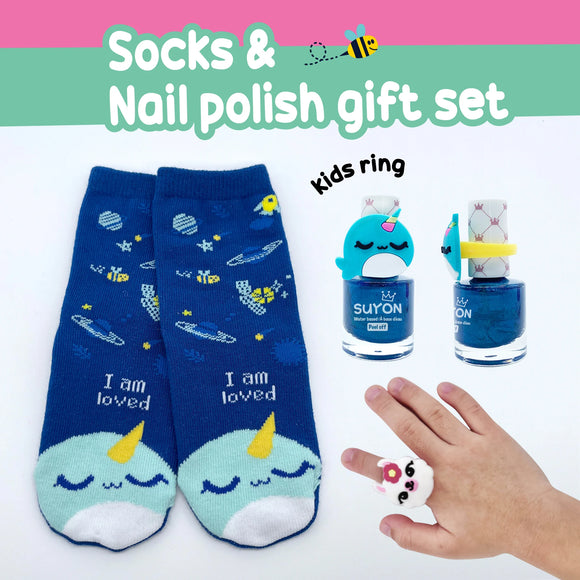 Socks & Nail Polish Gift Set - Narwhal