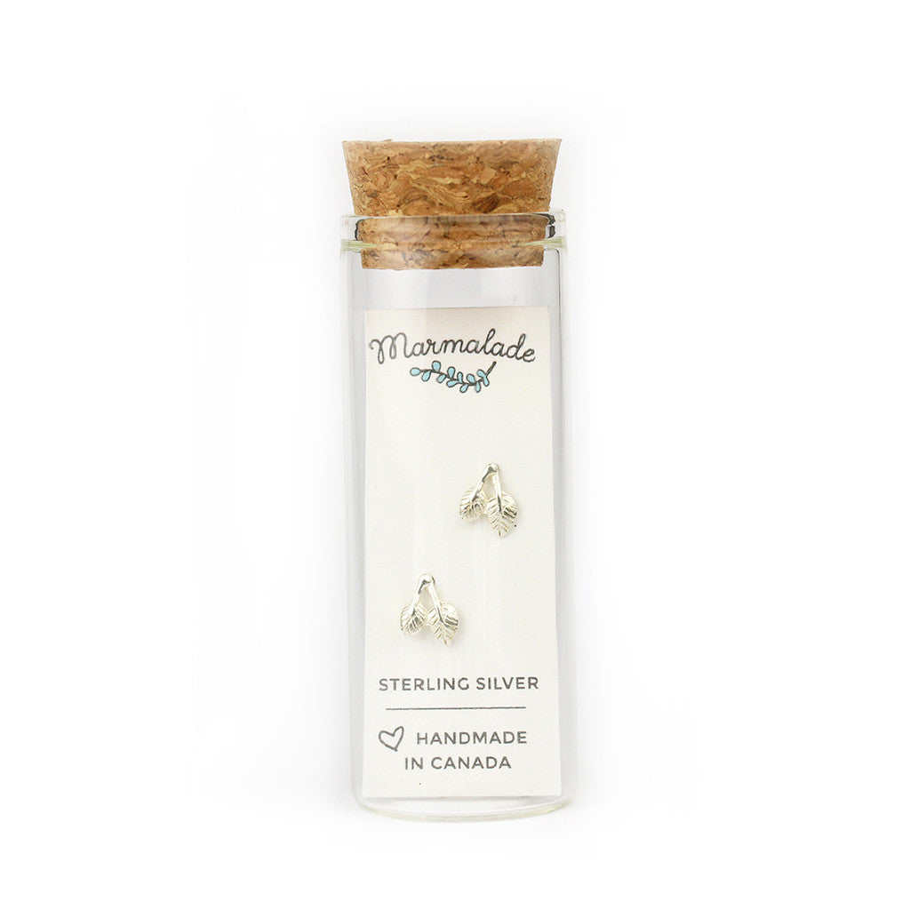 Silver Tea Leaf Studs | Marmalade Designs