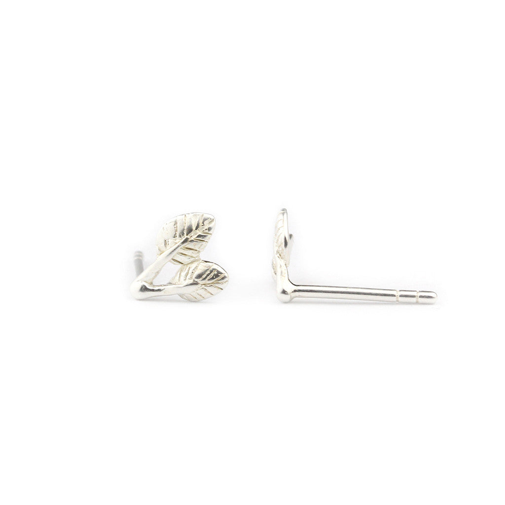 Silver Tea Leaf Studs | Marmalade Designs