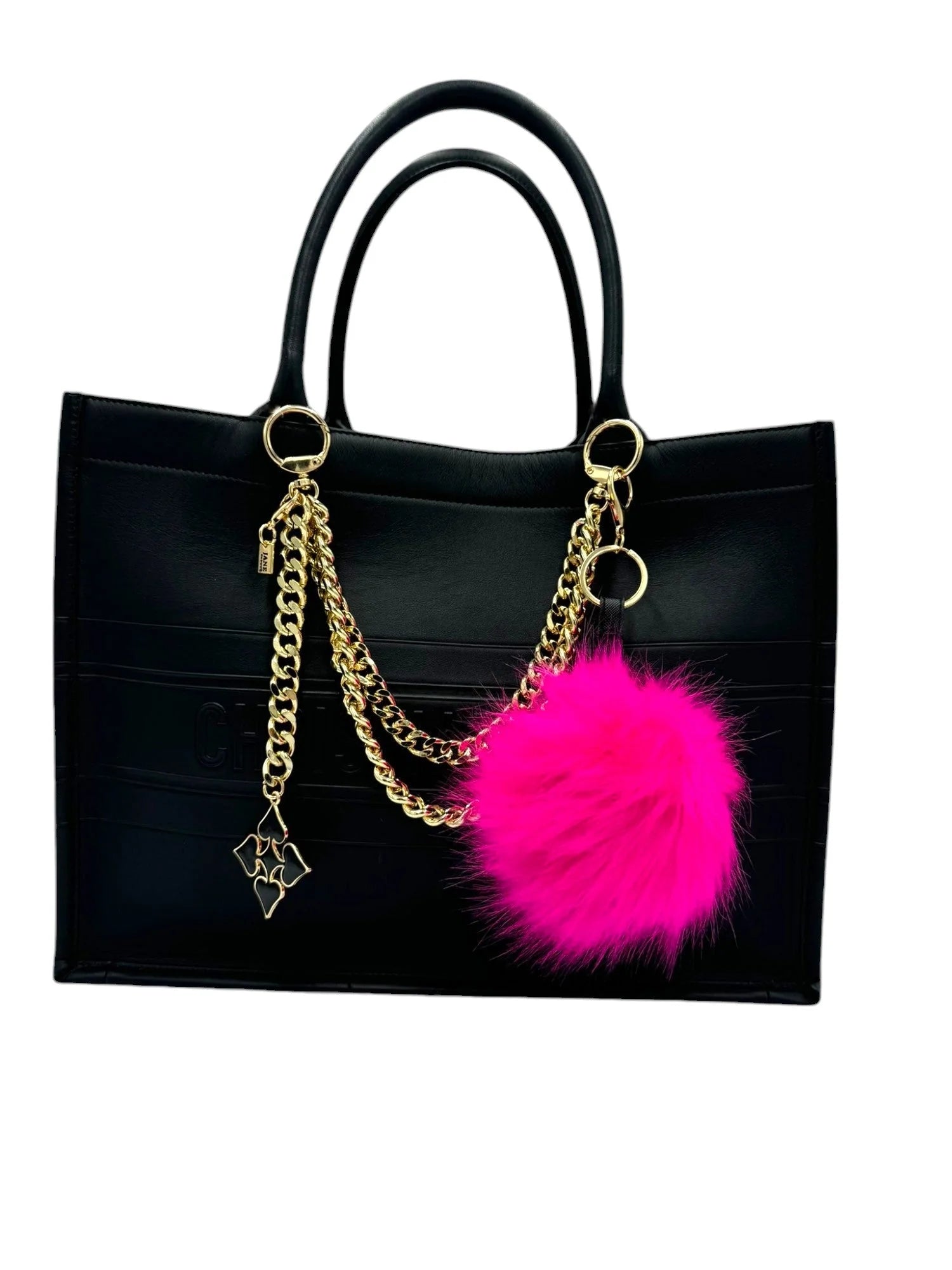 Faux Leather Bulldog Charm in Black