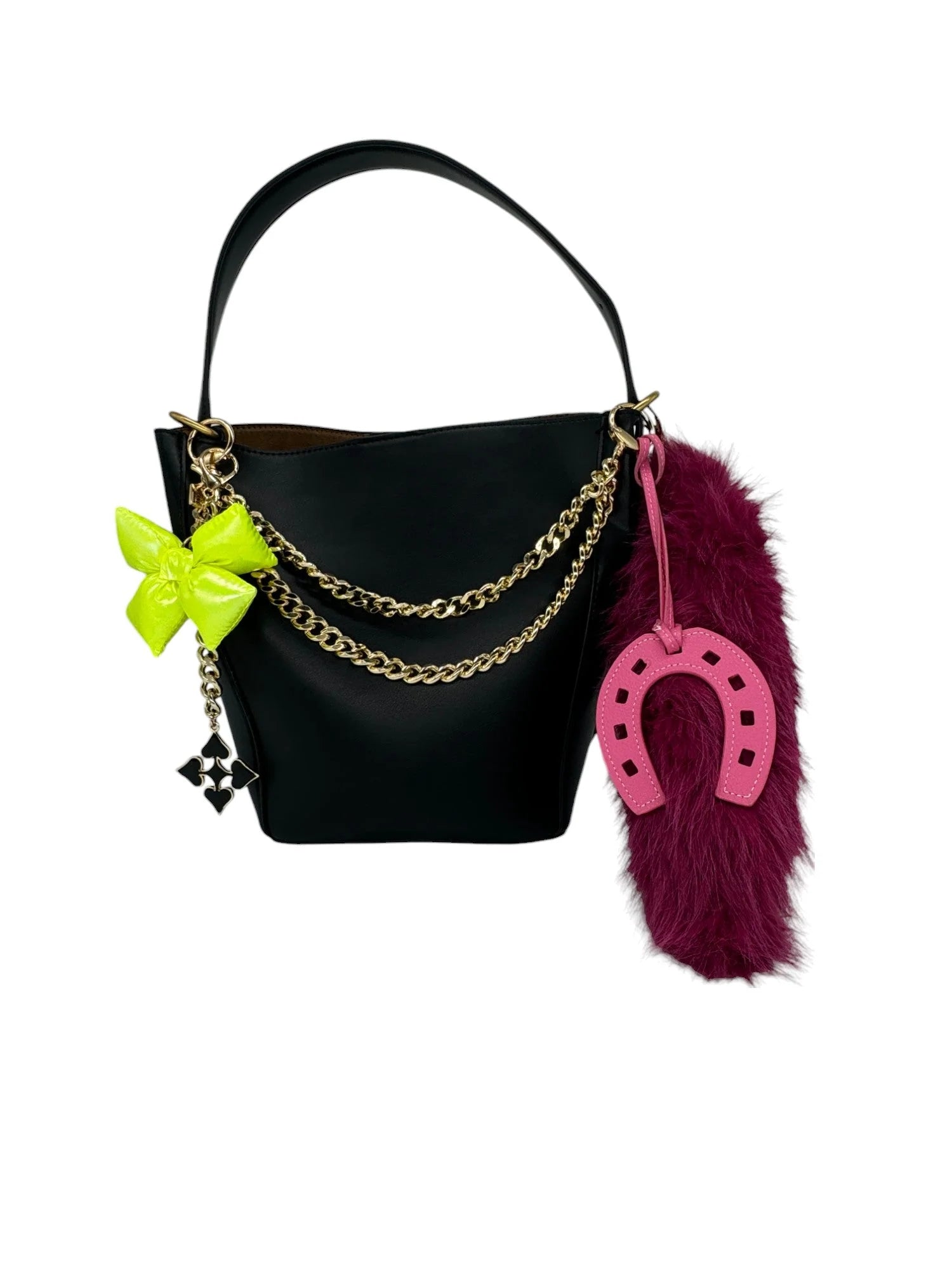 Faux Fur Tail Charm in Fushia