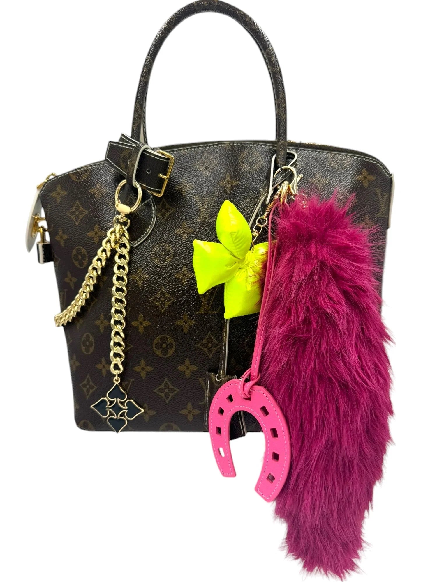 Faux Fur Tail Charm in Fushia - 0
