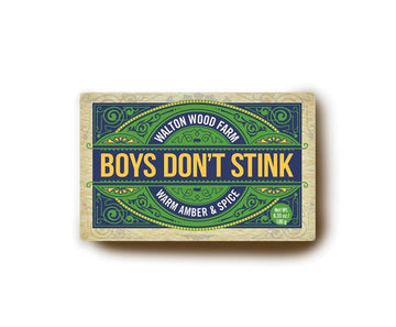 Boys Don't Stink - Small Soap Bar (6.35 oz) - Boys Don't Stink handmade soap bar with warm amber and spice scent, unique Canadian gift.