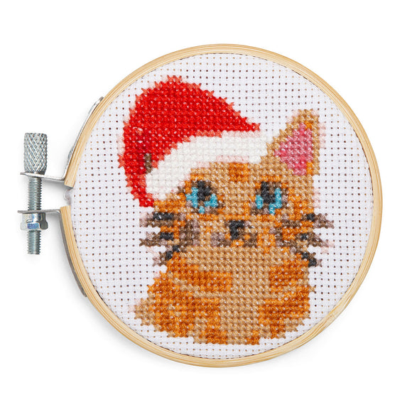 Santa Cat Mini Cross Stitch