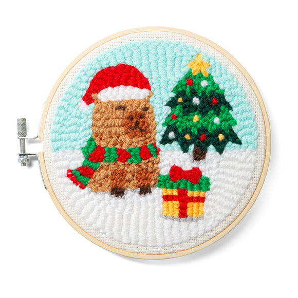 Capybara Christmas Punch Needle