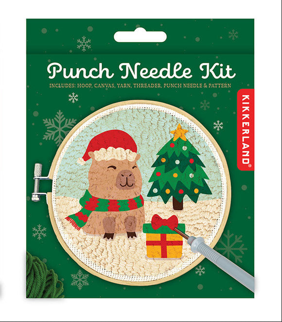 Capybara Christmas Punch Needle
