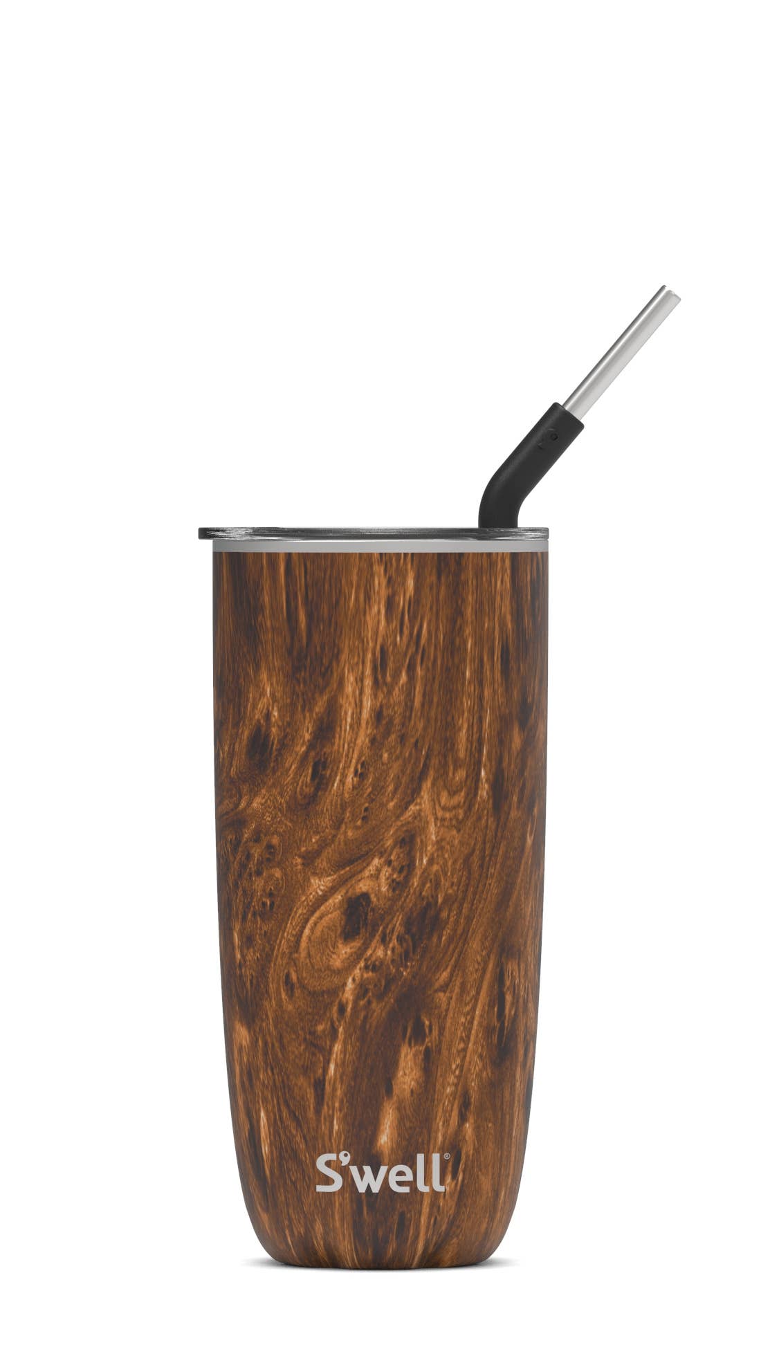 Stainless Steel Teakwood 24oz Tumbler with Straw